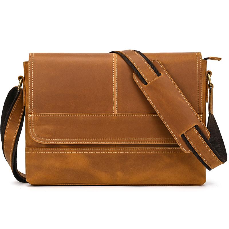 

Vintage Fashion Men s Leather Shoulder Bag Genuine Leather Crossbody Bags Messenger Bag For Man Male Outdoor Sling Bag Retro світло-коричневого кольору