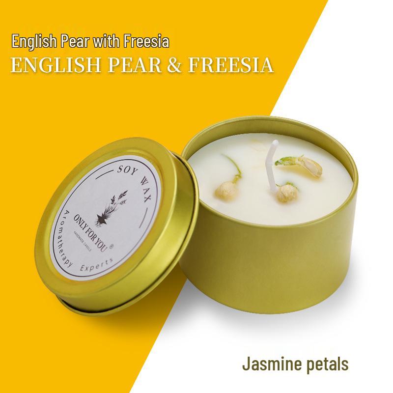 Gold Tin Soy Wax Scented Candle - Dried Flower Souvenir by US Registered Brand