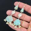 Natural Amazonite Gemstone Drop/Dangle Earrings 925 Sterling Silver Jewelry
