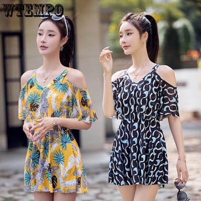Floral Swimming Suits Women's Plus Size Split Dress Style Strapless Spa Swimwear