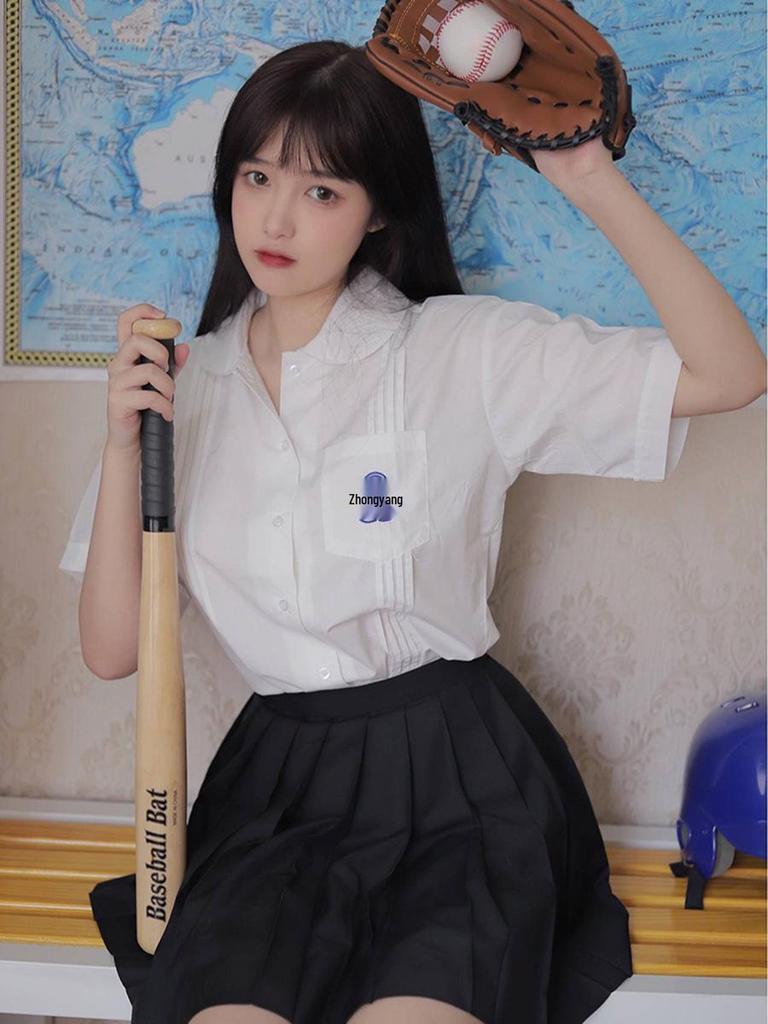Taiwan High School Uniform Set: Women's JK Short-Sleeve & Long-Sleeve Plus Size Academy Style Graduation Outfit
