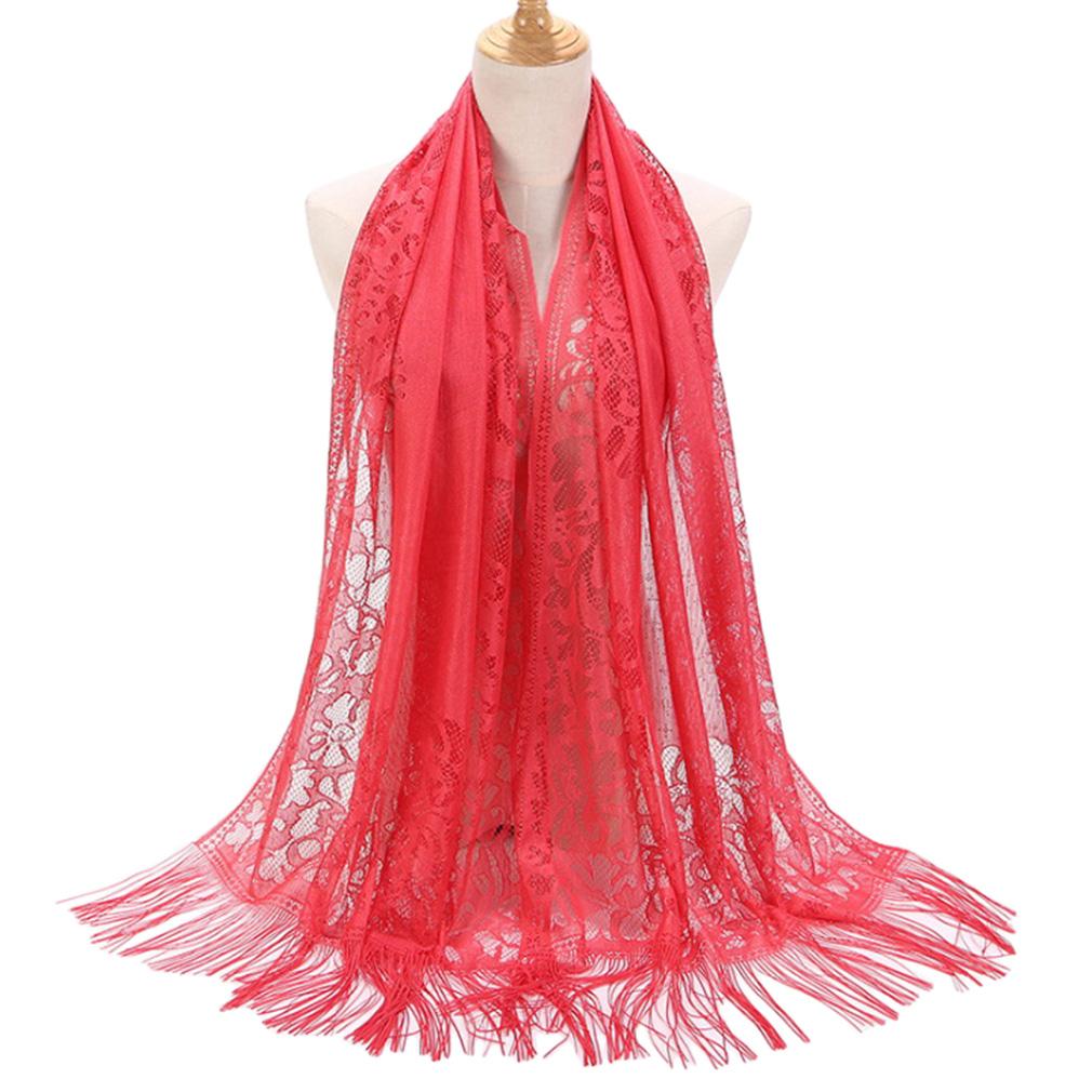 60x170cm Lace Fringe Hijab, Headscarf Shawl for Women