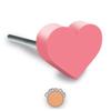 [R2112] - Pink 'Heart' Wooden Furniture Button - 8x4 Cm