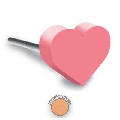 [R2112] - Pink 'Heart' Wooden Furniture Button - 8x4 Cm