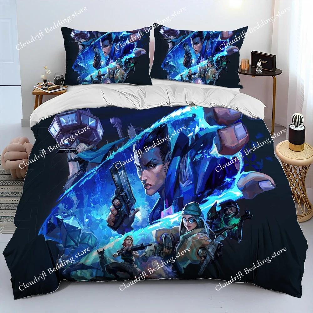 3D VALORANT Game Gamer Cartoon Comforter Bedding Set,Duvet Cover Bed Set Quilt Cover Pillowcase,king Queen Size Bedding Set Kids
