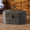 Vintage Wooden Jewelry Box Octagonal Design Storage Container with Lid and Handle Gift Box Snacks Dried Fruits for Home Decors