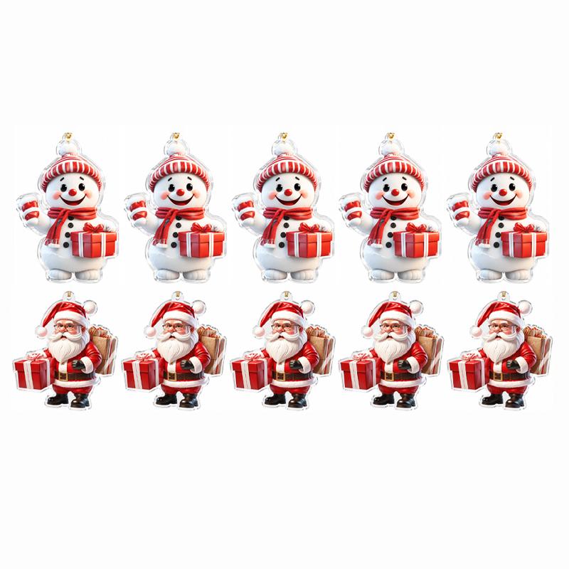 Christmas Tree Hanging Ornaments Acrylic Snowman Santa Elk Pendant Xmas Home Party Decor Holiday Gift Decoration Supplies
