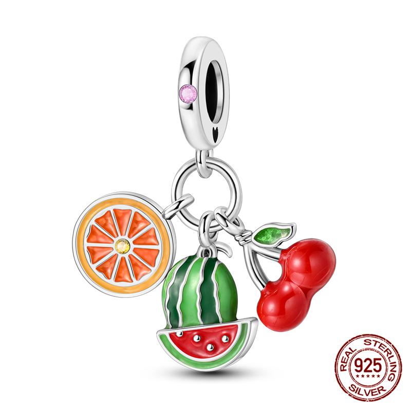 Originální přívěsek Měděný ovocný série Avokádo a Třešeň Přívěsky Korálky Pasuje na 3mm Originální náramek Náhrdelník Dámské DIY Šperky Dárek