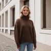 European & American Women's Thick Knit Sweater - Autumn/Winter, Loose High Neck Pullover