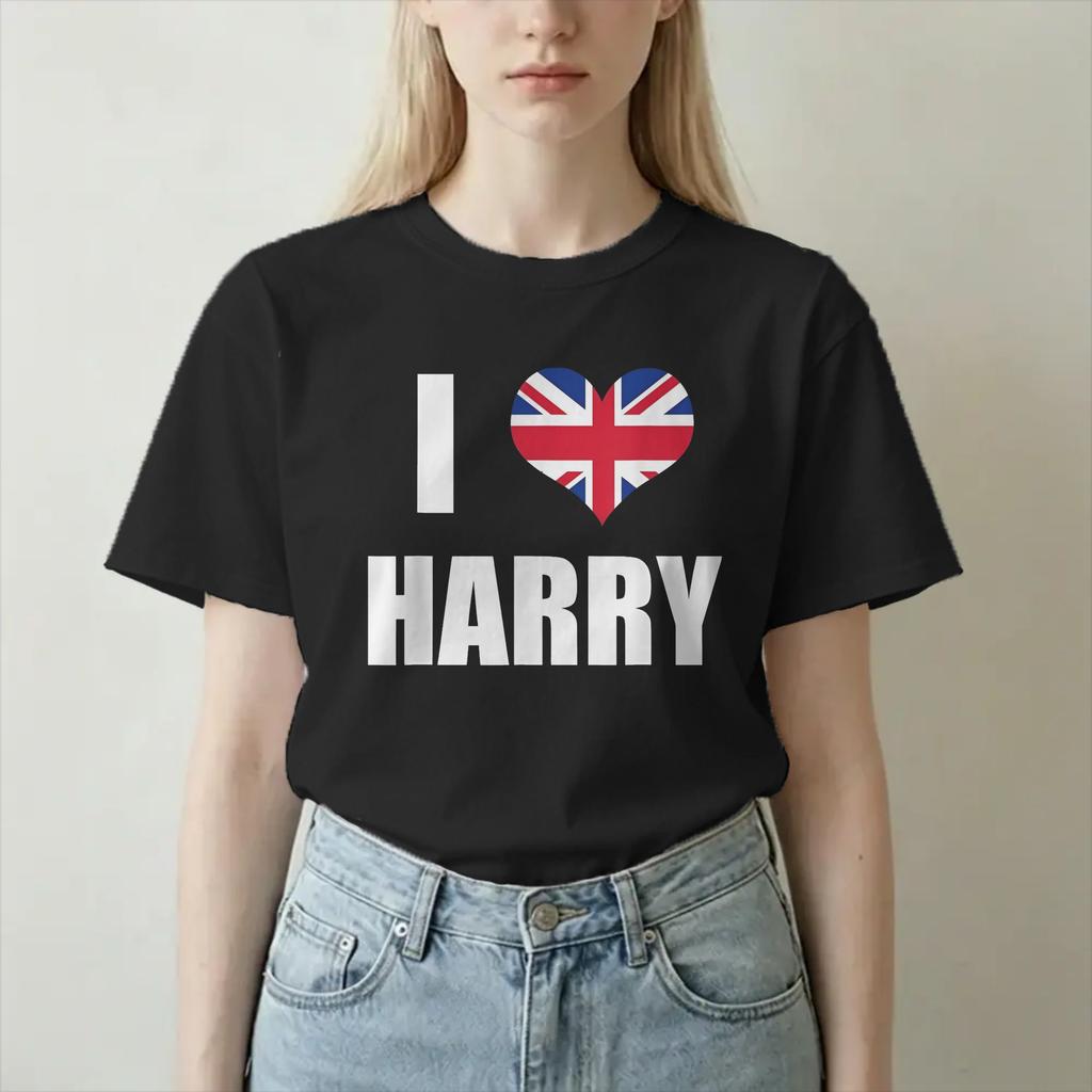 I Love Harrys England Flag Heart TShirt For Unisex Unisex Styles Funny Pure Cotton Tee Shirt T Shirts Plus Size Clothes