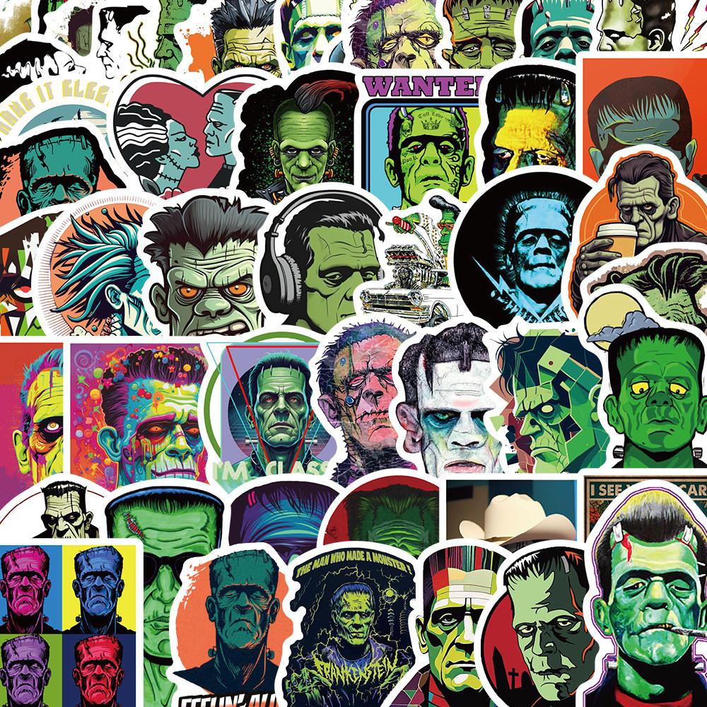 52 Pcs Frankenstein's Monster Graffiti Decals-Waterproof DIY Decor for Stationery Luggage Notebook Backpack