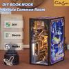 CUTEBEE DIY Book Nook Miniature Doll House With Touch Light Dust Cover Gift Ideas Bookshelf Insert Toys Gifts Nebula Common Room