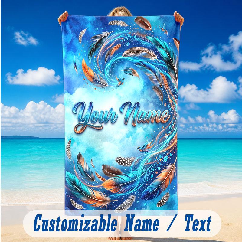 Fantasy Magic Theme Beach Towel Personalized Custom Name & Text Soft Quick Dry Beach Towel for Swimming Travel