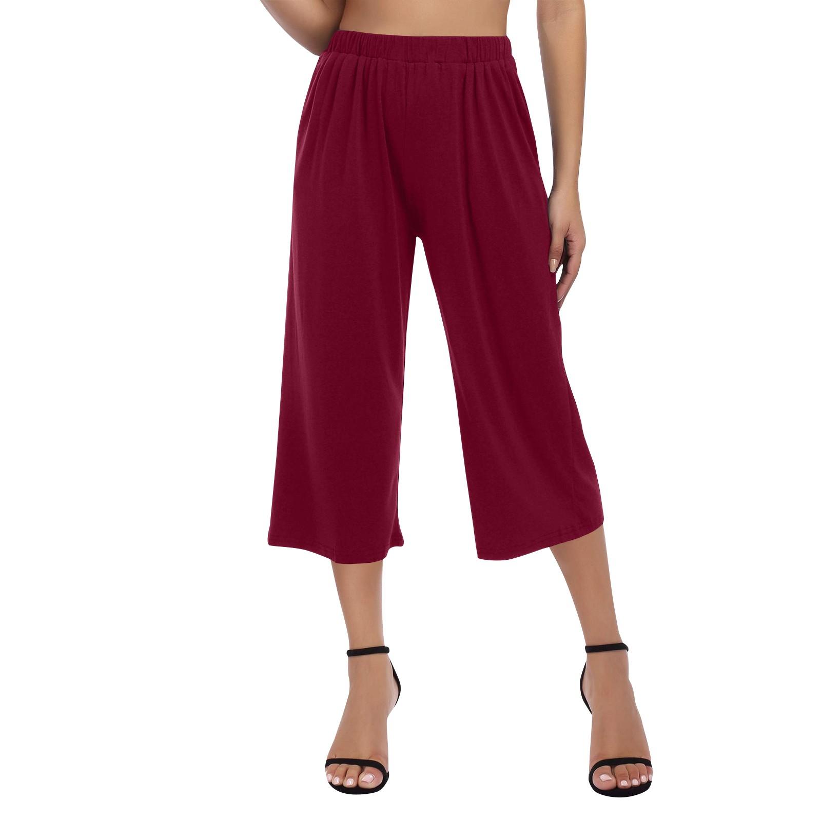 

Летние повседневные удобные свободные укороченные брюки XXL винный