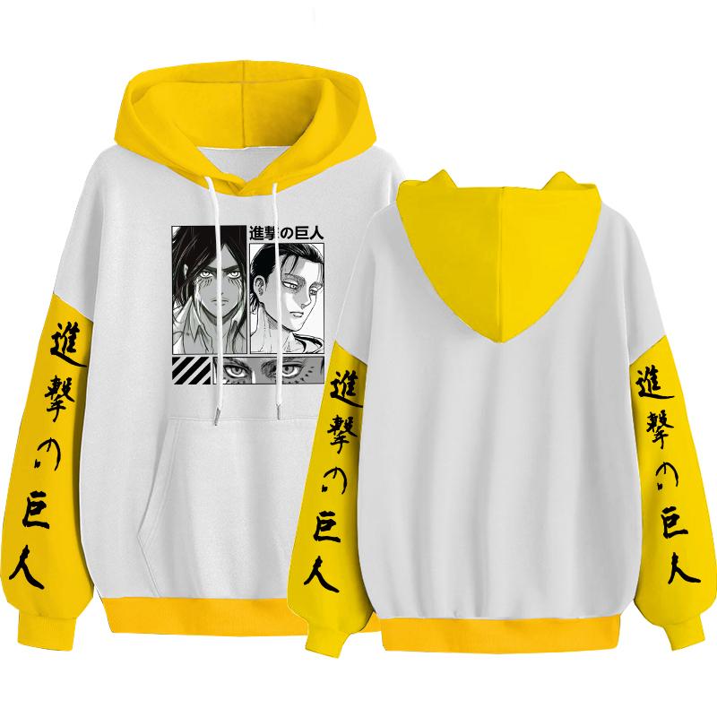 

Харадзюку Аниме Манга Атака Титанов Эрен Графический Принт Толстовка с Капюшоном Мужчины Женщины Популярные Худи Оверсайз Пуловер Мужская Толстовка 4XL жёлтый