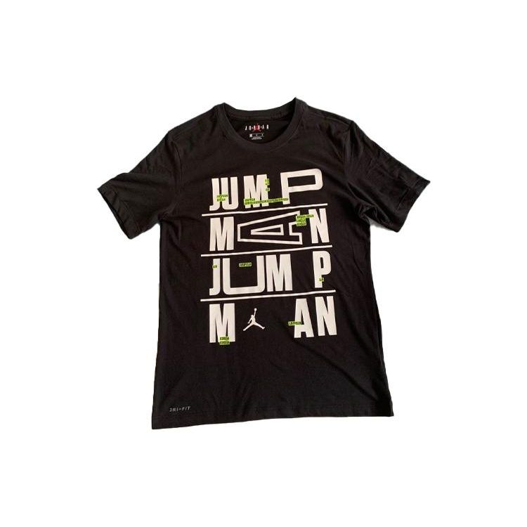 Jordan SS23 Alphabet Print Round Neck Casual Breathable Short Sleeve T-Shirt Men Tops Black CJ6303-010