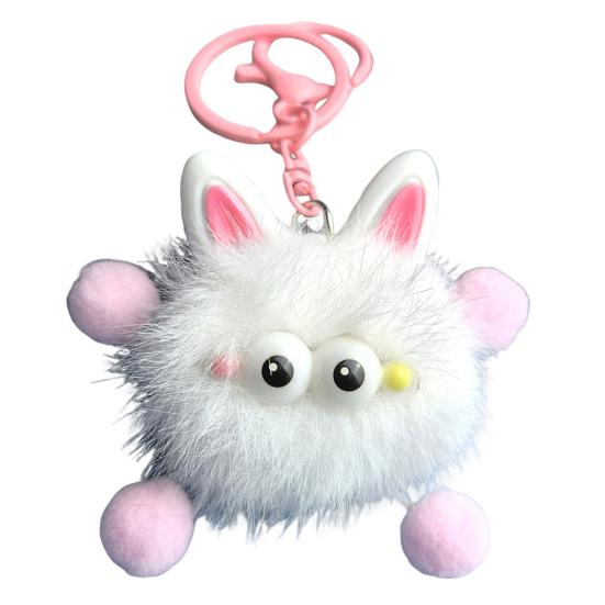 Cute Plush Fur Ball Keychain Unique Briquette Pendant Novelty Fluffy Keys Bag Charm Trendy Bag Accessory