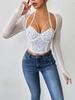 Summer Sexy Slim Fit Lace Chiffon Top with Steel Ring and Fishbone Design for a Spicy Look
