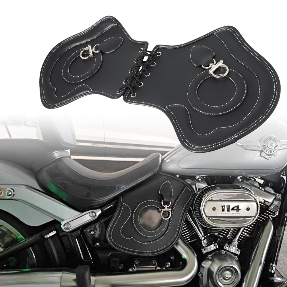 For Harley Touring Softail Dyna Sportster XL Kawasaki Yamaha Honda Motorcycle Universal Heat Saddle Shield Deflectors PU Leather