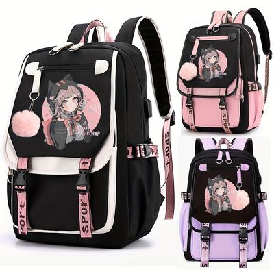 Mochila de Viagem para Lazer Danganronpa Periférico Feminina Grande Capacidade USB Versão Coreana Mochila Escolar para Estudantes