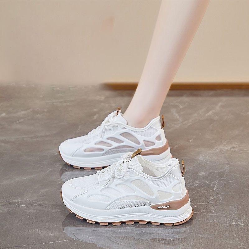 Sommer Netzschuhe Damen atmungsaktiv hohl dünn Sportschuhe vielseitige kleine weiße Schuhe Forrest Gump Damenschuhe lässige höhenvergrößernde Schuhe