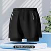 Mens Double-Layered Board Shorts Swim Trunks Quick-Dry Anti-Chafe Flat Front Beach Pool Surfing