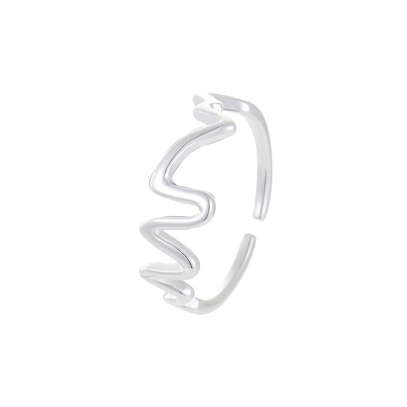 Cuiyan Shijie S925 Silver Korean Irregular Wave Geometric Women's Ring