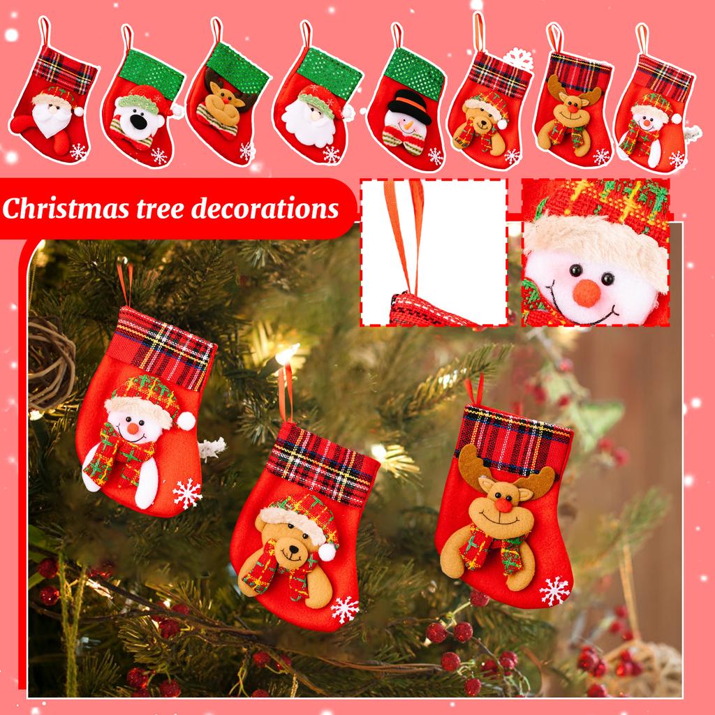 Christmas Socks Gift Bag Small Candy Decorations Gift Bag Christmas Snowman Deer Old Man Socks Pendant