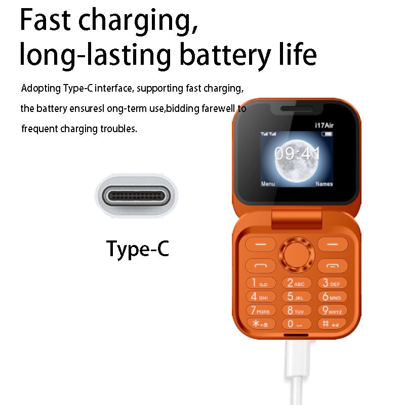 New i17Air 2G Mini Foldable Mobile Phone Dual SIM Speed Dial Blacklist Flashlight Call Record Flip Cellphone FM Radio