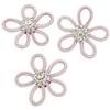 3Pcs Shoe Brooch Cute Colours 6cm Rhineston Wide Flower Shape Clothing Brooch for Shoes Bag Wedding DressPink Mesh