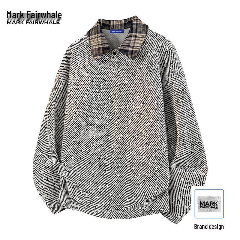 Mark Fairwhale Men's Plaid Polo Collar Knit Sweatshirt