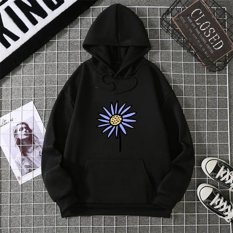 Simple Beautiful Sunflower Printed Women Hoodies Harajuku Fleece Hoody Fashion Loose Sportswear Pocket Autumn Woman Clothes