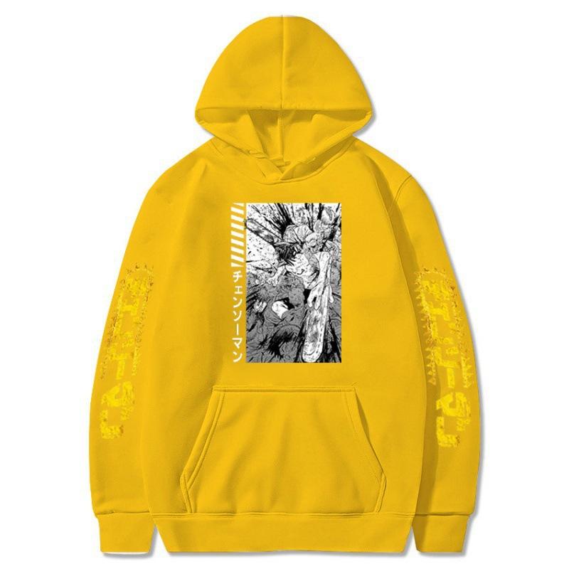 Chainsaw Man, Electric Black And White Print Autumn And Winter Men'S And Women'S Fleece Hoodie Loose Sweater Hoodie Top