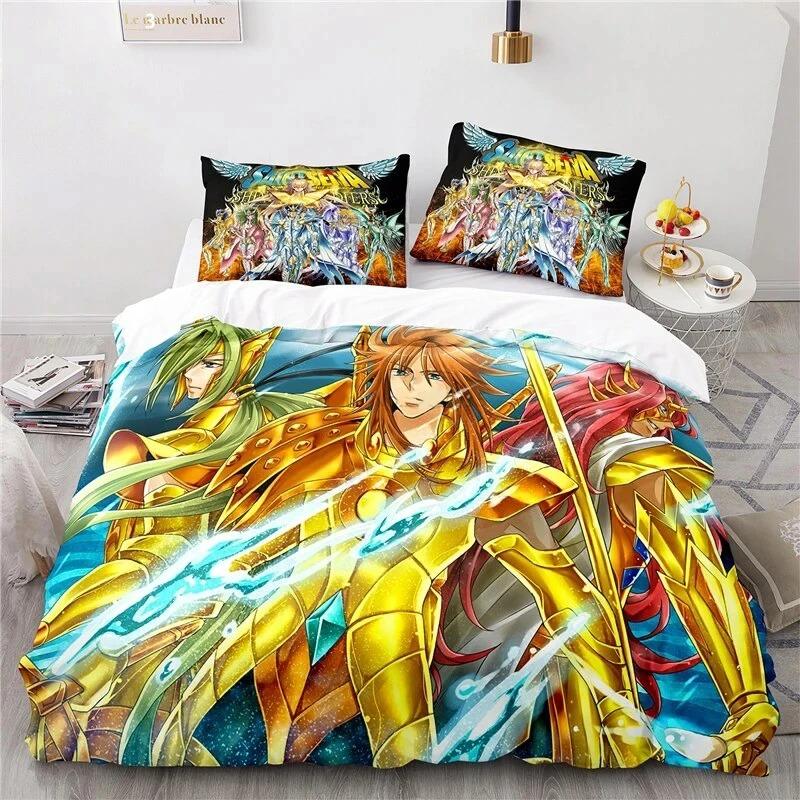 Anime Saint Seiya LOST CANVAS Bedding Set Duvet Cover Bed Set Quilt Cover Pillowcase Comforter king Queen Size Boys Adult