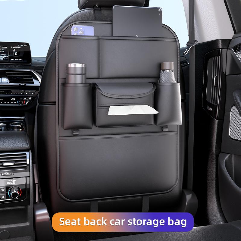 

Luxury Faux Leather Car Seat Organizer Large Capacity Multi Pockets Universal Fit Vehicle Interior Travel Accessories Black