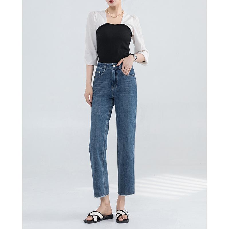 Women's New Spring Style High-waisted and Versatile Slim and Fashionable Small Straight-leg Bungalow Pants