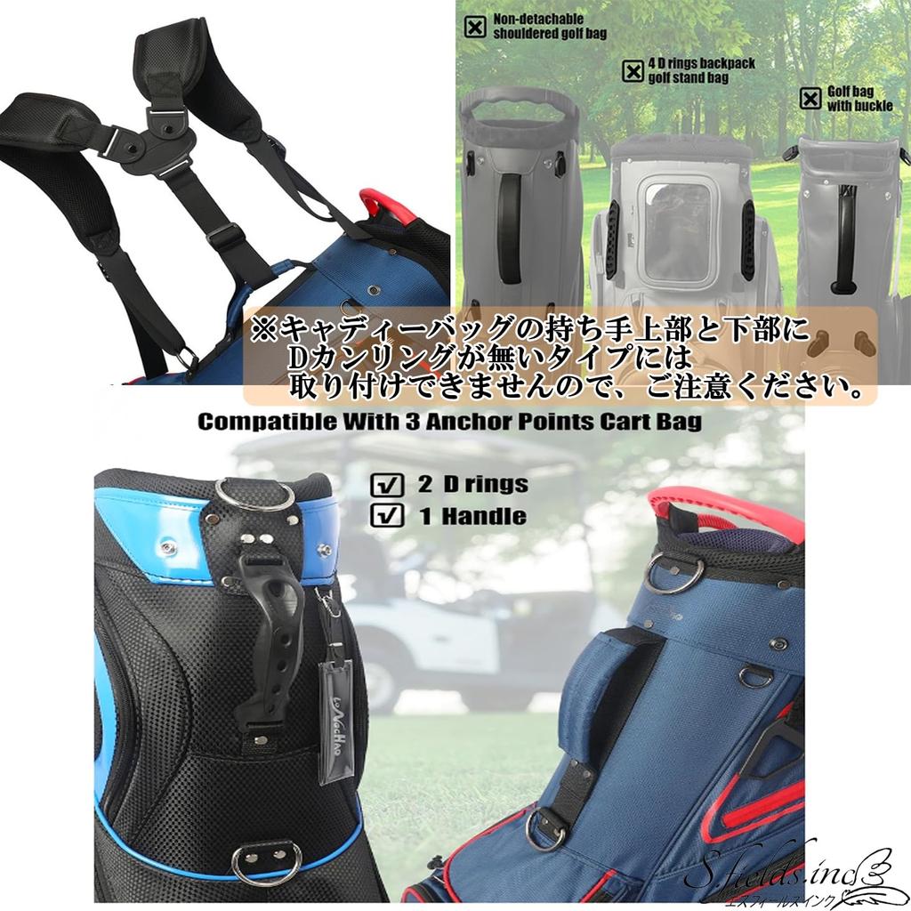 [S.fields.inc] Caddy Bag Shoulder Strap Replacement Rucksack Double Belt Golf Bag Nylon