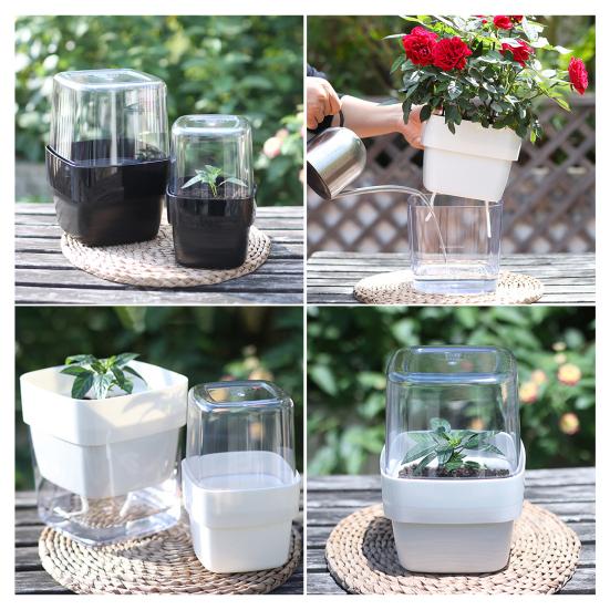 Savaime laistantis gėlių vazonas su medvilnės virvele, matomu vandens lygio langeliu, apatinio laistymo vazonas, automatinio laistymo vazonas
