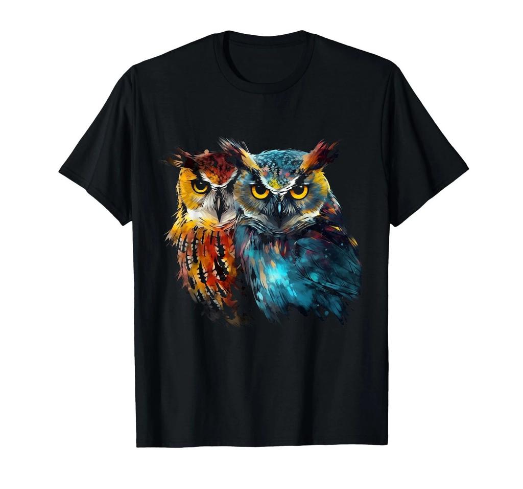 Owl Music Colourful Bird Headphones Art Animal Owl T-Shirt