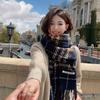Korean version of premium sense retro long color matching plaid scarf female versatile couple scarf warm thickened shawl student