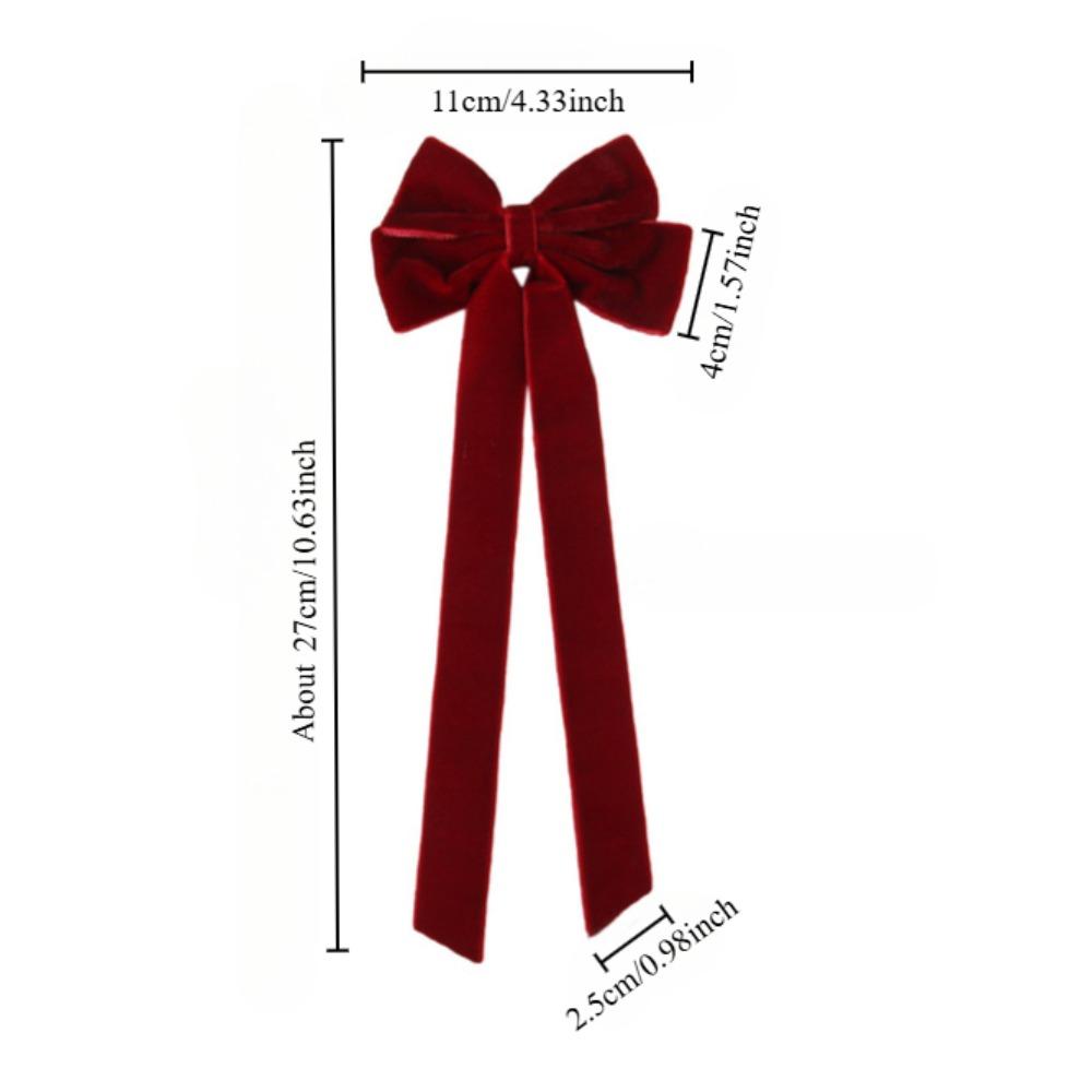 Samt-Haarspange für Damen, elegant, handgefertigt, schwarz, rot, grün, Doppelschleifen, Haarspange, lange Quaste, Haarschmuck, Weihnachtsgeschenk