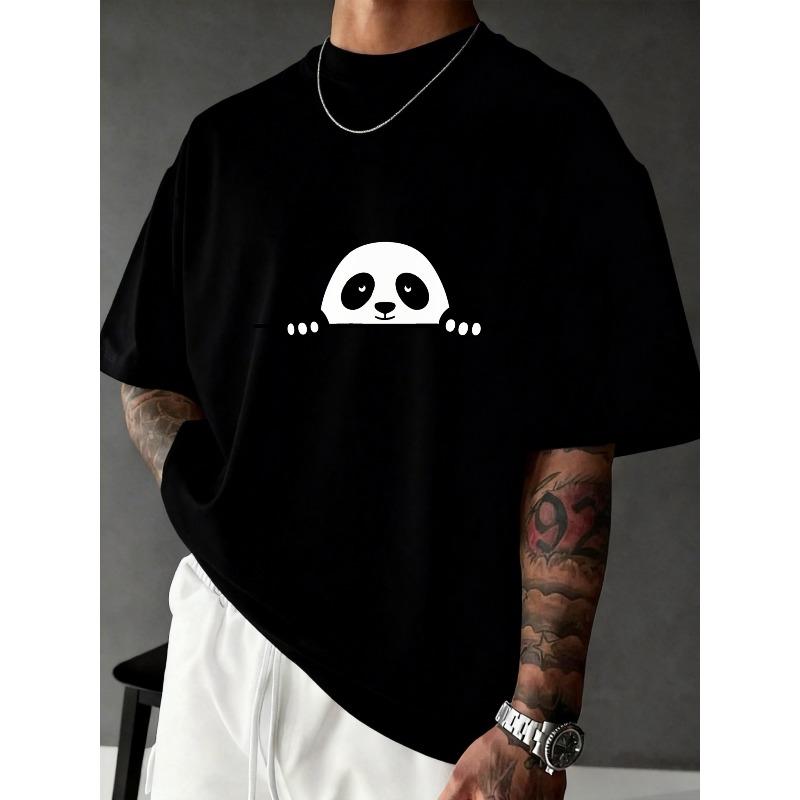 Men's T Shirts Crew Neck Panda Peekaboo Print Casual Daily Wear Breathable Lightweight Machine Washable | Men's Casual Top | Men's Daily Wear Top