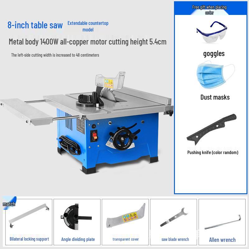 LUXTER 8" Small Table Saw with 45° Miter for Precision Cutting
