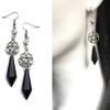 Gothic Sliver Color Stars Hollowed-out Five-pointed Star Black Glass Crystal Tears  Dangle Earrings for Women Halloween Jewelry