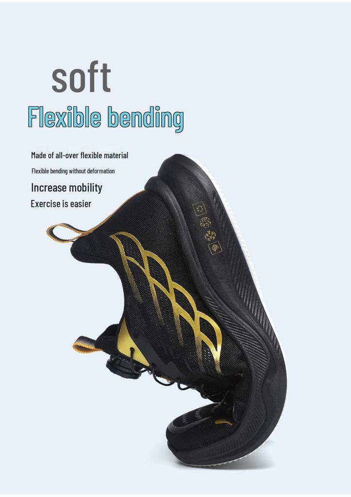 Men’s Summer Mesh Breathable Running Shoes with Rotating Buckle, Height-Boost, and Shock Absorption