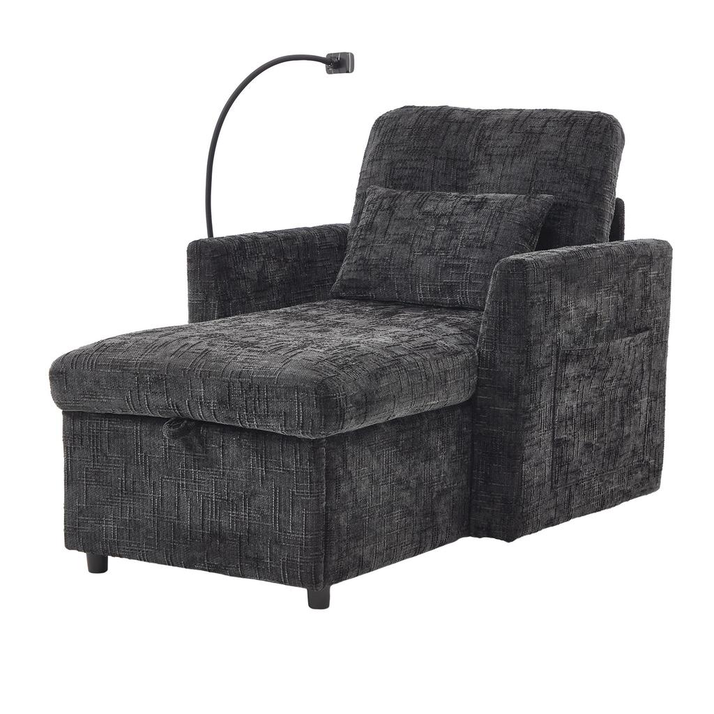 Multifunctional Reclining Sofa Chair, Leisure Chair with Phone Holder, Velvet Single Chair, Suitable for Living Room, Bedroom and Small Apartment.