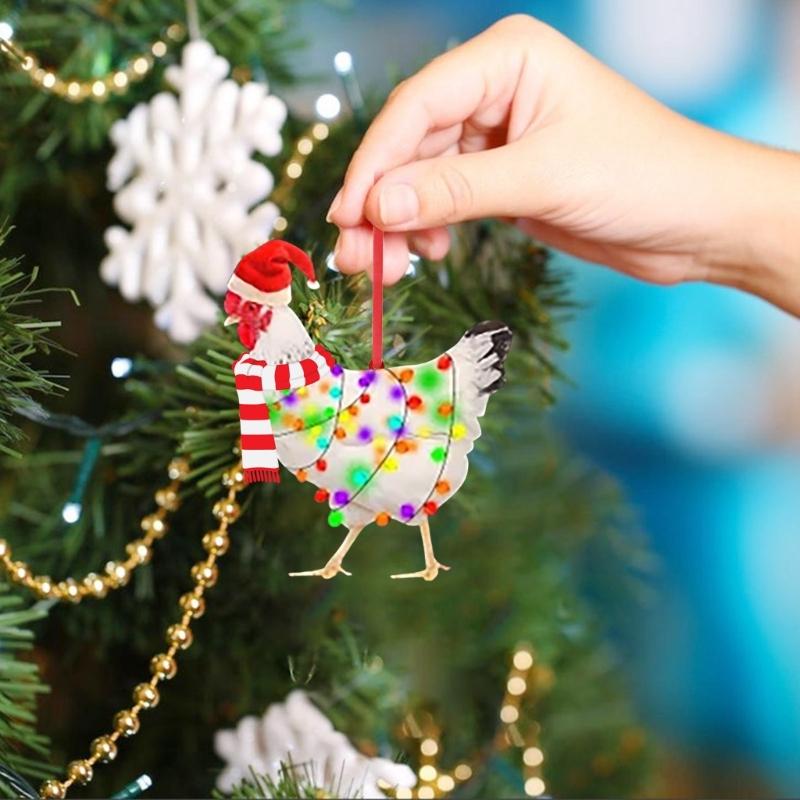 Christmas Scarf Chicken Pendant Christmas Tree Children Girl Boy Door Decoration