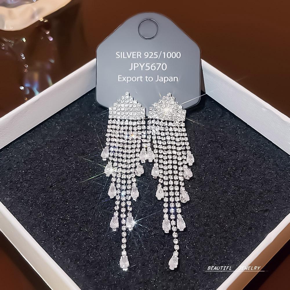 925 Silver Needle Tassel Pearl Earrings: High-End Celebrity Design for Women