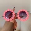 Retro Special Round Daisy Flower Sunglasses Woman  Vintage Fashion Brand Female Eyewear Party Travelling UV Shades