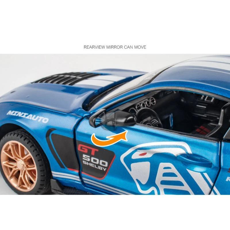 1/24 Ford Mustang Shelby GT500 Alloy Muscle Car Model Sound and Light Pull Back Children's Toy Collectibles Birthday Gift